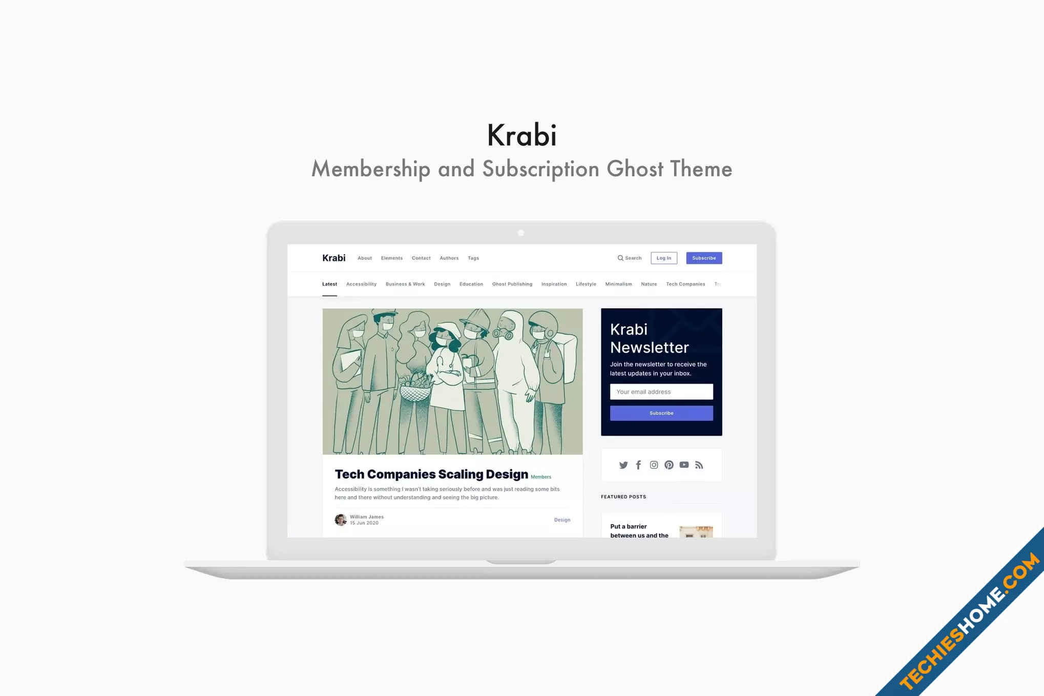 Krabi Membership and Subscription Ghost Theme